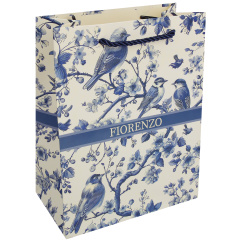 Пакет подарочный 18*23*10 Blue birds матовая ламинация выб лак 210г/м2 FIORENZO 253648