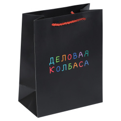 Пакет подарочный, Деловая колбаса, 18*23*10 см, картон, ручка шнурок, КОКОС, 253684