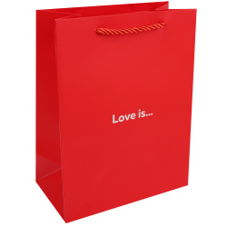 Пакет подарочный, Love is, 18*23*10 см, картон, ручка шнурок, КОКОС, 253687