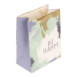 Пакет подарочный Be Happy 18*23*10 см, картон, ручка лента КОКОС 213557