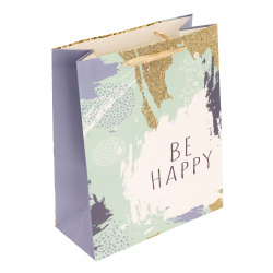 Пакет подарочный Be Happy 26*32*12 см, картон, ручка лента КОКОС 213558