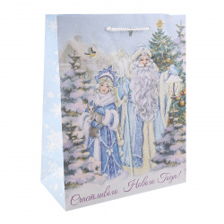 Пакет подарочный Дед Мороз и снегурочка 26*32*12 см, картон, ручка шнурок Феникс-Презент 82399