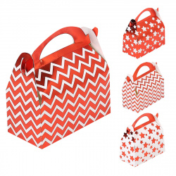 Пакет-коробка подарочный Red pattern 12*14*7 см, набор 2 шт, картон, ассорти 4 вида, упаковка пакет ОПП КОКОС 201849