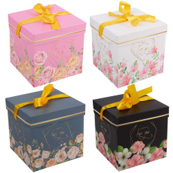 Коробка подарочная, Нежные цветы, 15*15*15 см, ассорти 4 вида, КОКОС, 253913