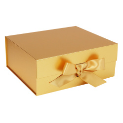 Коробка подарочная, Бантик, 18*20*8 см, золото, КОКОС, 253942