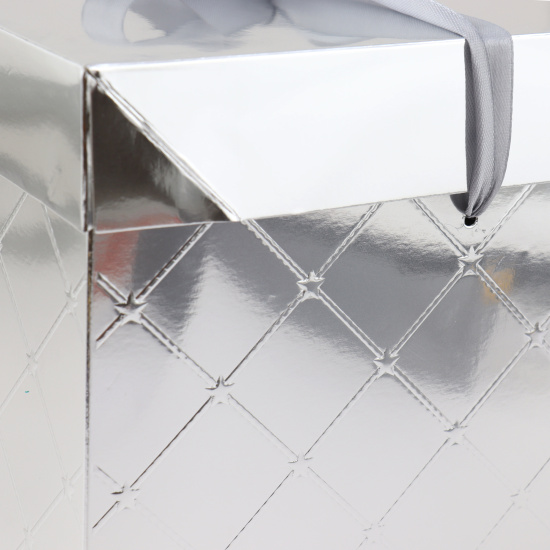 Коробка подарочная, Ромб, 22*22*22 см, серебро, КОКОС, 242505