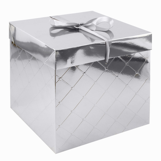 Коробка подарочная, Ромб, 22*22*22 см, серебро, КОКОС, 242505
