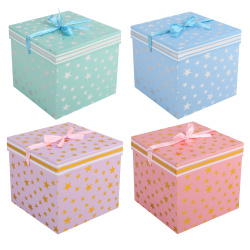 Коробка подарочная, Звезды, 22*22*22 см, ассорти 4 вида, КОКОС, 242517