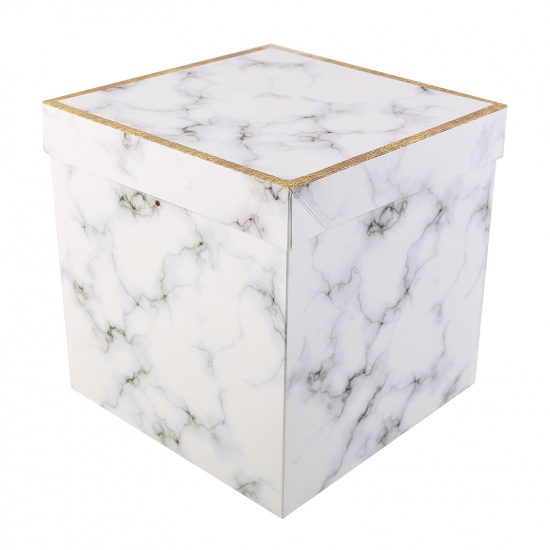 Коробка подарочная Мрамор 25*25*25 см, белый КОКОС 200534