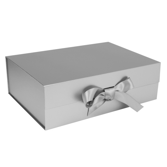 Коробка подарочная, Бантик, 20*28*9 см, серебро, КОКОС, 253940