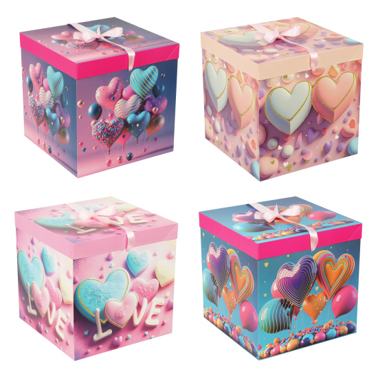 Коробка подарочная, Love, 30*30*30 см, ассорти 4 вида, КОКОС, 216633