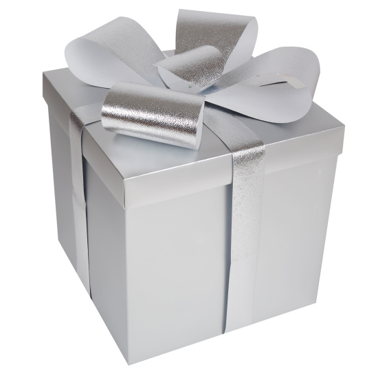 Коробка подарочная, Бант, 30*30*30 см, серебро, КОКОС, 253919