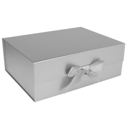 Коробка подарочная, Бантик, 25*33*12 см, серебро, КОКОС, 253941