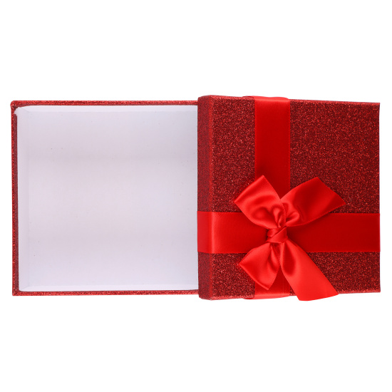 Набор подарочных коробок 3 шт, 19,5*19,5*9,5-15,5*15,5*6,5 см, красный с блестками КОКОС 232217