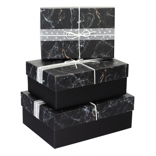 Набор подарочных коробок Black Marble 3 шт, 21*28*11-15,5*22,5*9 см, черный КОКОС 212924