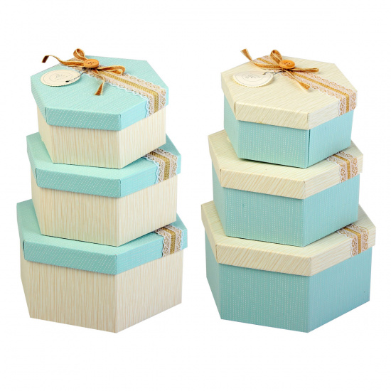 Набор подарочных коробок Blue 3 шт, 16,5*19*11-13*15*8 см, ассорти 2 вида КОКОС 209371