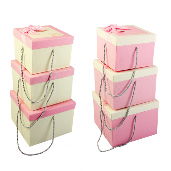 Набор подарочных коробок Pink 3 шт, 29*27*19-22*19*13,5 см, ассорти 2 вида, 2 цвета КОКОС 209373