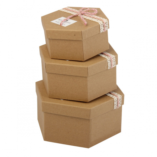 Набор подарочных коробок Сraft 3 шт, 16,5*19*11-13*15*8 см, крафт КОКОС 209378