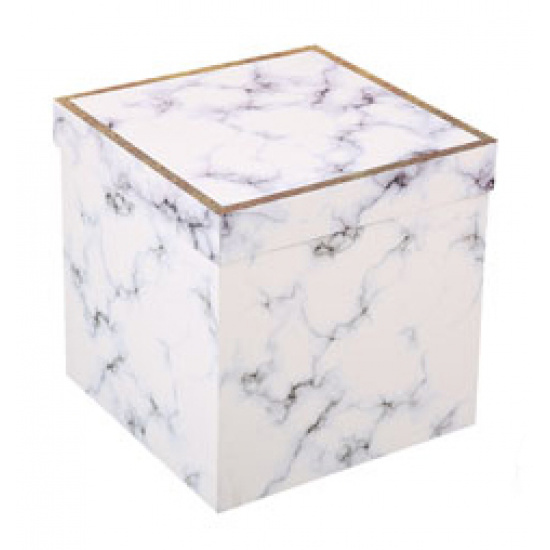Коробка подарочная Мрамор 25*25*25 см, белый КОКОС 200534