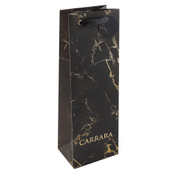 Пакет подарочный для бутылок 12*36*9 ламинация BrunoVisconti Carrara Black 2-856/06