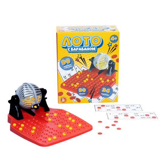 Игра настольная, Лото, с барабаном, картон, пластик, Десятое Королевство, 05907