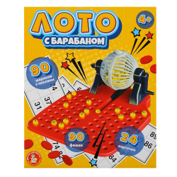 Игра настольная, Лото, с барабаном, картон, пластик, Десятое Королевство, 05907