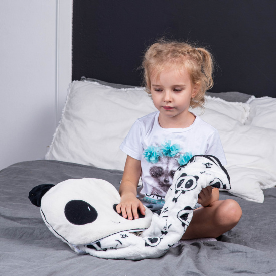 Плед игрушка Panda 100*160 см, плюш, цвет белый с рисунком КОКОС 216103