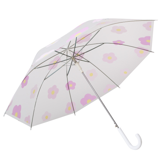 Зонт, механический, полиэстер, диаметр Ø 92 см, высота 75 см, трость, Цветы, КОКОС, 250650