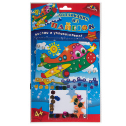 Аппликация пайетками 10*15см Самолетик С3299-05