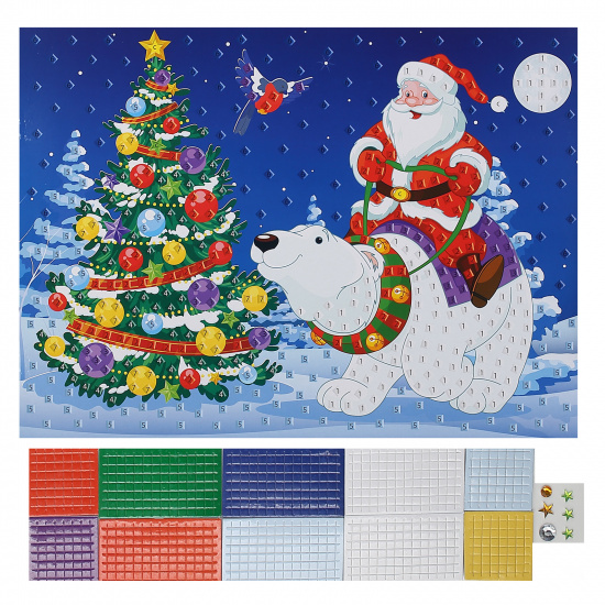 Мозаика EVA, 25*34,5 см Дед Мороз и медведь Мерцающая мозаика Апплика С1573-90