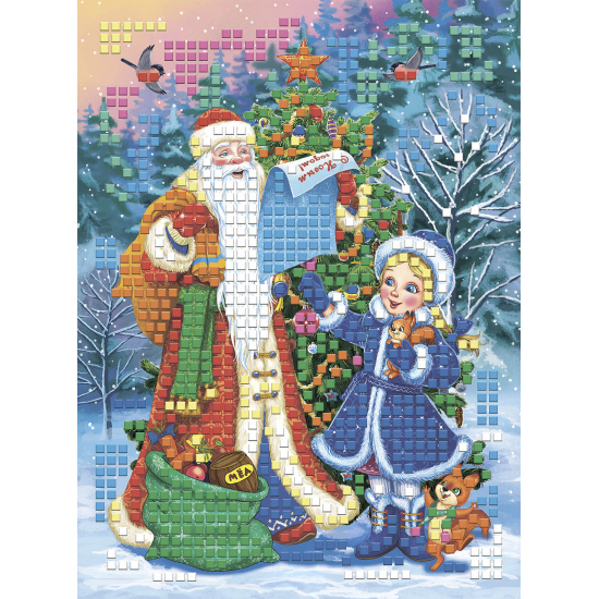 Мозаика EVA, 30*42 см Дед Мороз и снежная девочка Рыжий кот М-1157