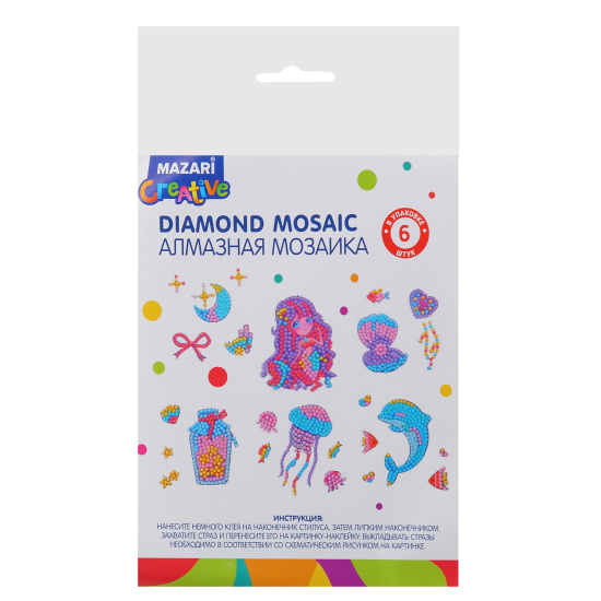 Мозаика алмазная, 6,5*8 см, выкладка частичная, Наклейки, Mazari, M-11872