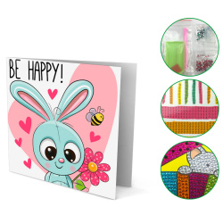Мозаика Открытка алмазная своими руками 15*15см част выклад Be happy M-10454