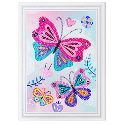 Мозаика алмазная, 17*24 см, выкладка частичная, картон, Бабочки, Mazari, M-20530