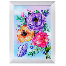 Мозаика алмазная, 17*24 см, выкладка частичная, картон, Цветы, Mazari, M-20531