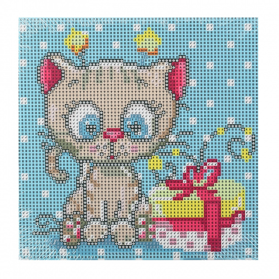Мозаика алмазная 20*20 см, выкладка полная, холст Счастливый котенок Molly KM1034