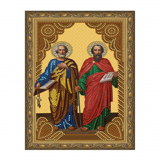 Мозаика алмазная 20*30 см, выкладка полная, холст с нанесенной рамкой Святые апостолы Петр и Павел Molly KM0806