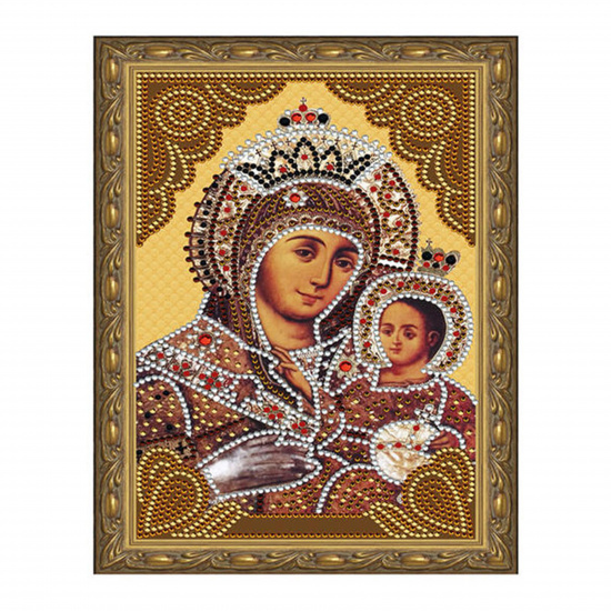 Мозаика алмазная 20*30 см, выкладка частичная, холст с нанесенной рамкой Вифлеемская Божия Матерь Molly KM0713