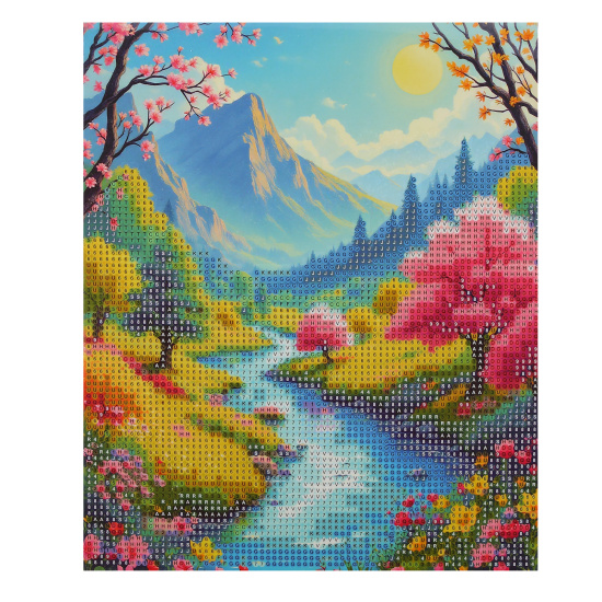 Мозаика алмазная, 21*25 см, выкладка частичная, картон, Пейзаж, Mazari, M-12493
