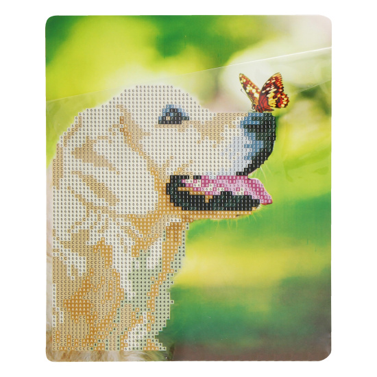 Мозаика алмазная 21*25 см, выкладка частичная, картон Собака с бабочкой Mazari M-10362