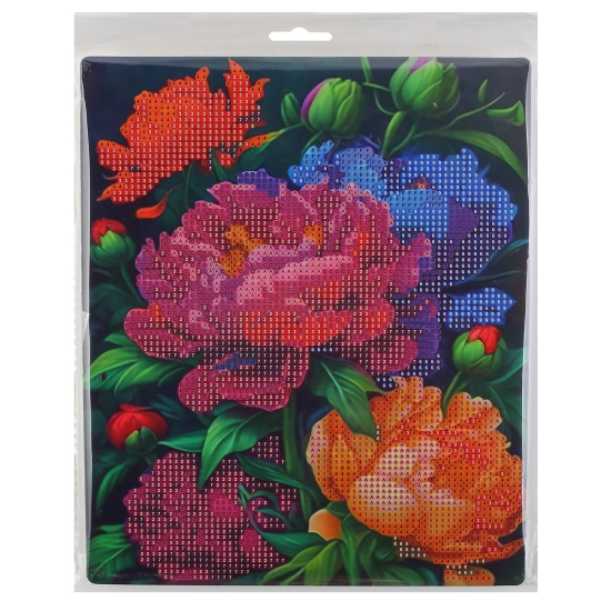 Мозаика алмазная, 21*25 см, выкладка частичная, картон, Пионы, Mazari, M-12380