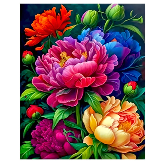 Мозаика алмазная, 21*25 см, выкладка частичная, картон, Пионы, Mazari, M-12380