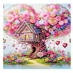 Мозаика алмазная, 30*30 см, выкладка частичная, холст, Домик, Mazari, M-12265
