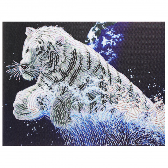 Мозаика алмазная 30*40 см, выкладка частичная, холст Прыжок тигра КОКОС 214935