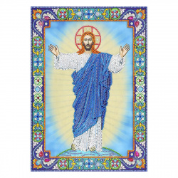 Мозаика алмазная 30*40 см, выкладка частичная, холст с нанесенной рамкой Господь Иисус Христос КОКОС 214940