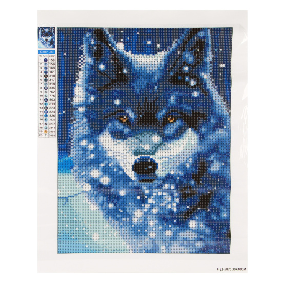 Мозаика алмазная 30*40 см, выкладка полная, холст Дикий волк Рыжий кот НД-5875