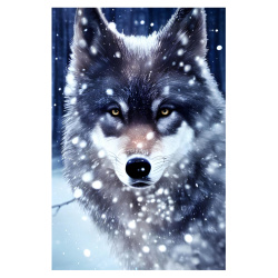 Мозаика алмазная 30*40 см, выкладка полная, холст Дикий волк Рыжий кот НД-5875