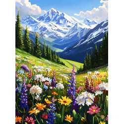 Мозаика алмазная, 30*40 см, выкладка полная, холст, Альпийские луга, Феникс, 71368