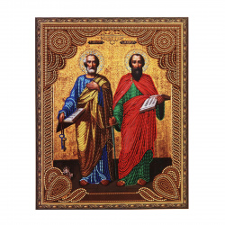 Мозаика алмазная 40*50 см, выкладка частичная, холст Икона Святые Апостолы Петр и Павел Molly KM0796