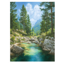 Мозаика алмазная, 40*50 см, выкладка полная, холст, Сосны у реки, Феникс, 74164